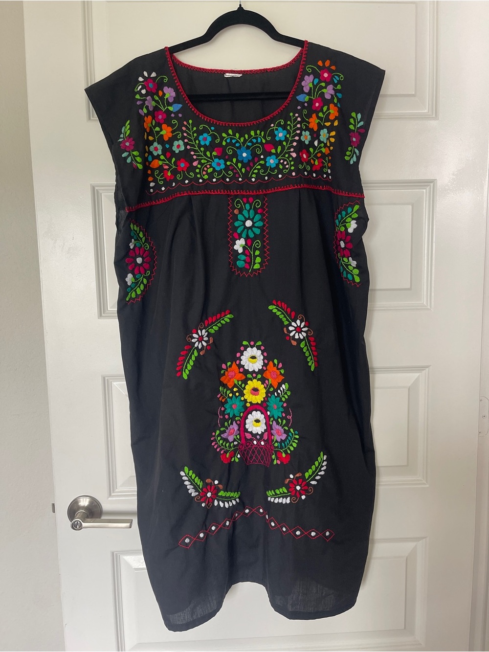 Black Embroidered Floral Dress